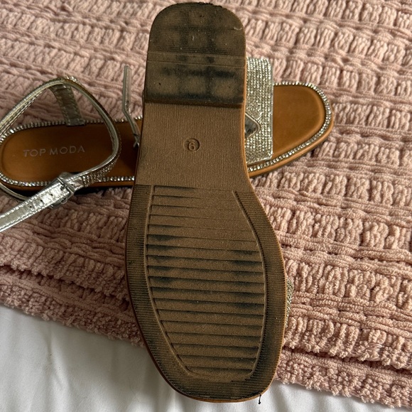 TOP Moda Silver Rhinestone Flat Sandals - Picture 2 of 2